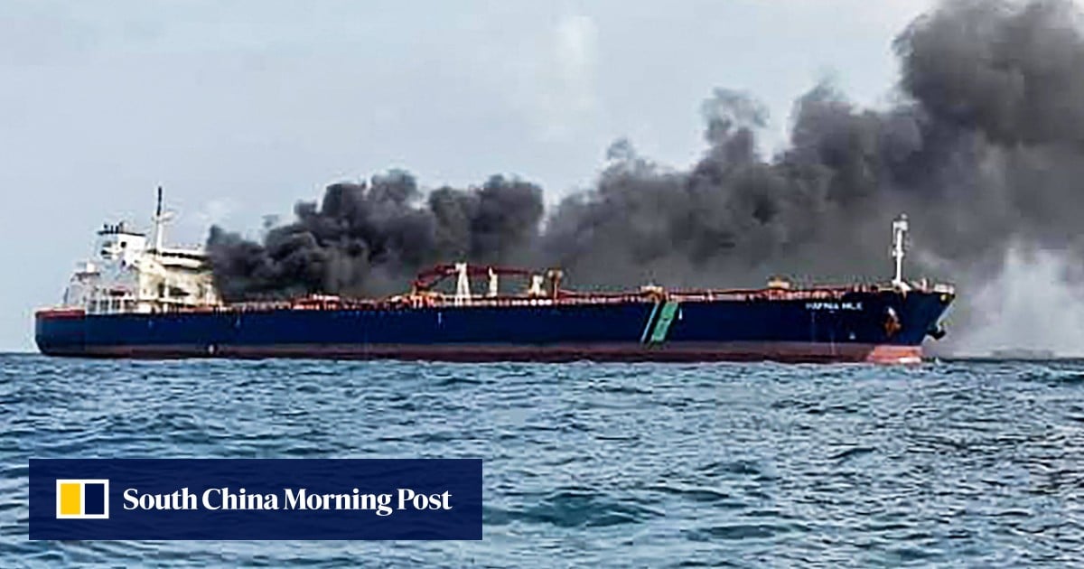 Malaysia coastguard says tanker involved in fire left site, was using dark-fleet waters