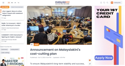 Malaysiakini restructures, leading to staff layoffs amid industry challenges