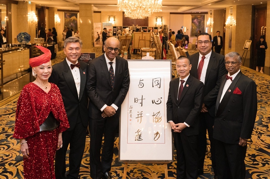 Chinese calligraphy work by President Tharman raises 8k for Singapore Red Cross