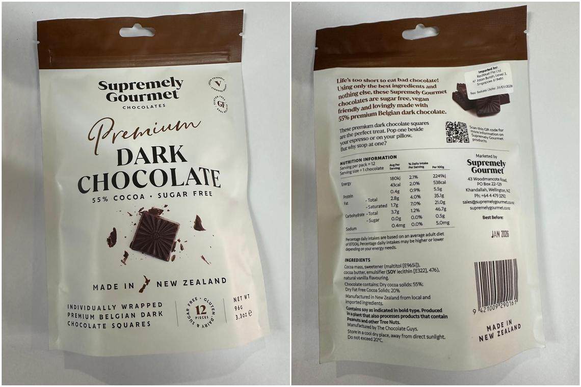 Dark chocolate imported by Redmart recalled for undeclared milk allergen