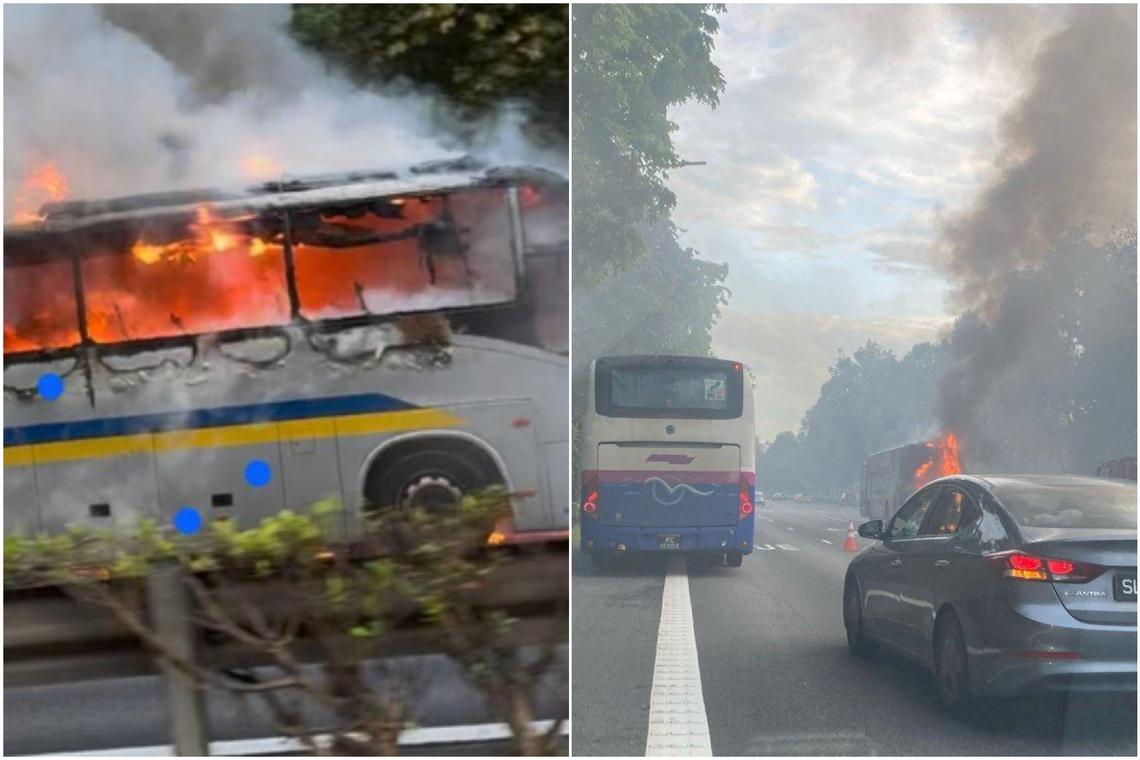 Bus catches fire on BKE, no injuries in 4th vehicle fire reported in 5 days