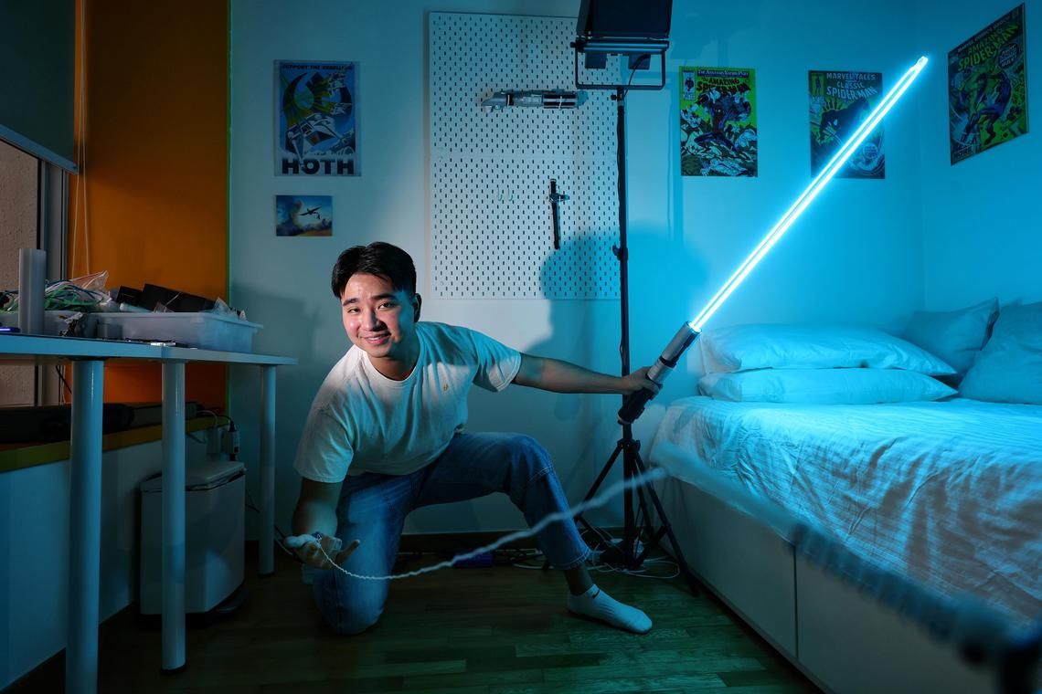 Inventor builds lightsabers, web-shooters in bedroom; sells movie gadgets to over 1,000 customers
