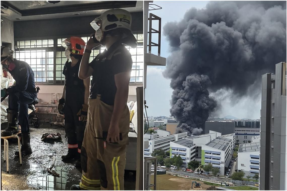 Two fires break out within an hour in Tampines, at flat and factory