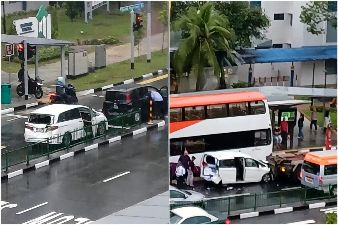 2 taken to hospital after multi-vehicle accident in Bedok