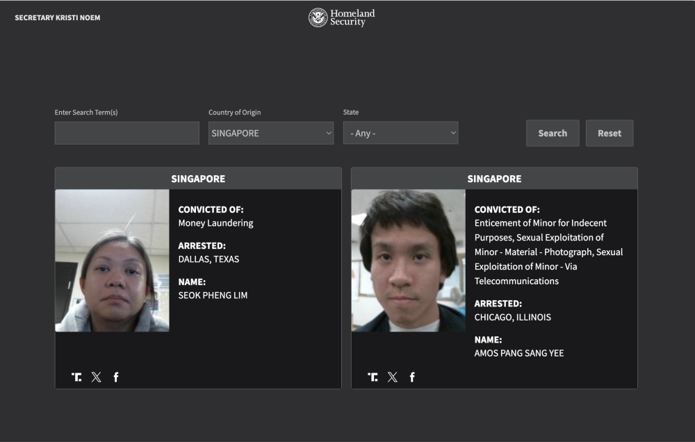 Singaporean detained by ICE, added to US ‘worst of the worst’ criminal list for cartel links