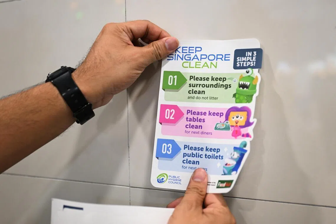 New decals at coffee shops encourage diners to maintain cleanliness
