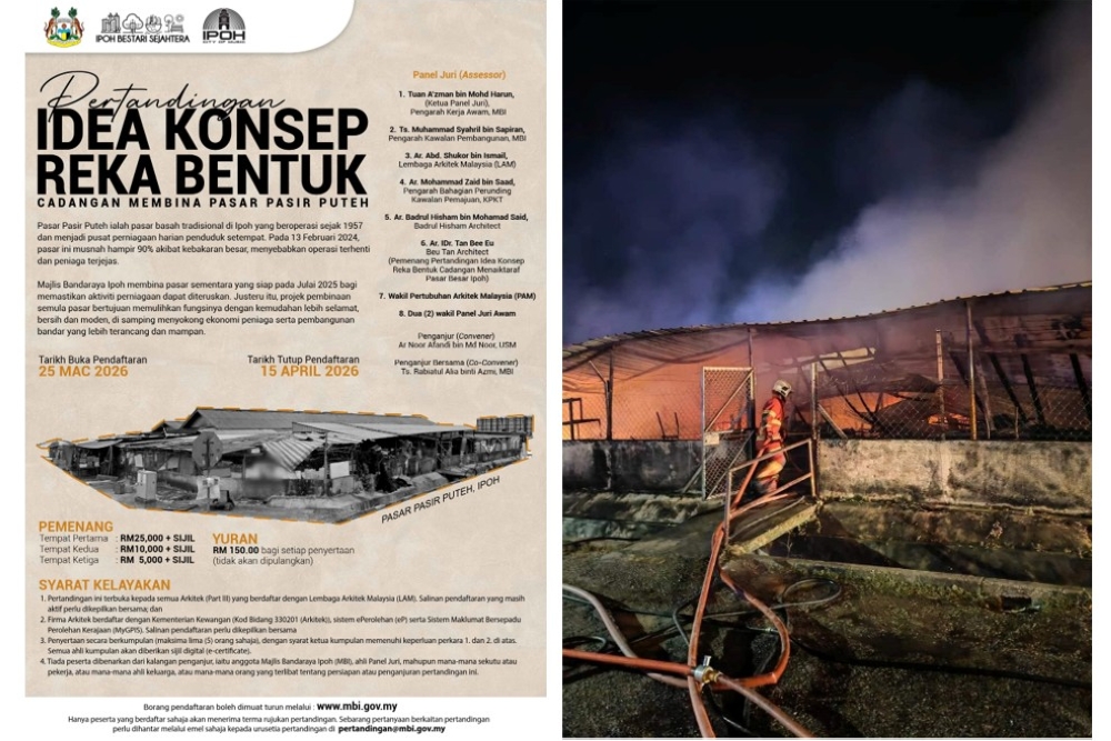 Ipoh council launches design contest to rebuild historic Pasar Pasir Puteh after 2024 fire — RM25,000 top prize on offer