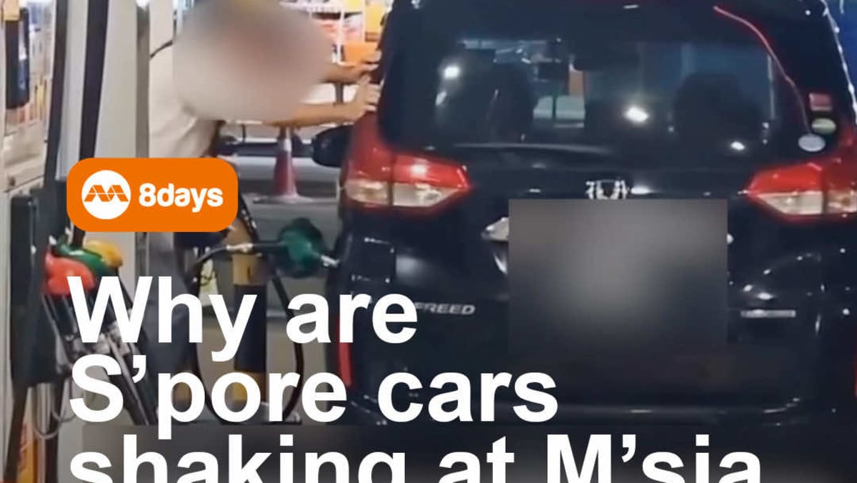 A video showing someone shaking a Singapore-registered car