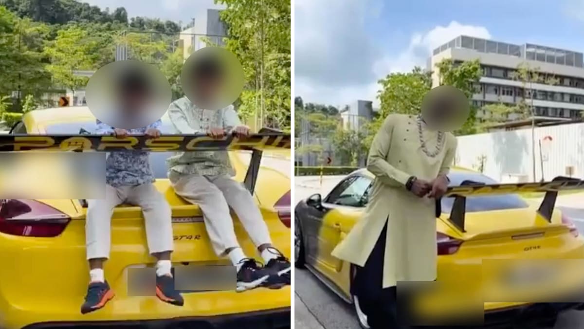 Man charged over driving Porsche with children on car boot