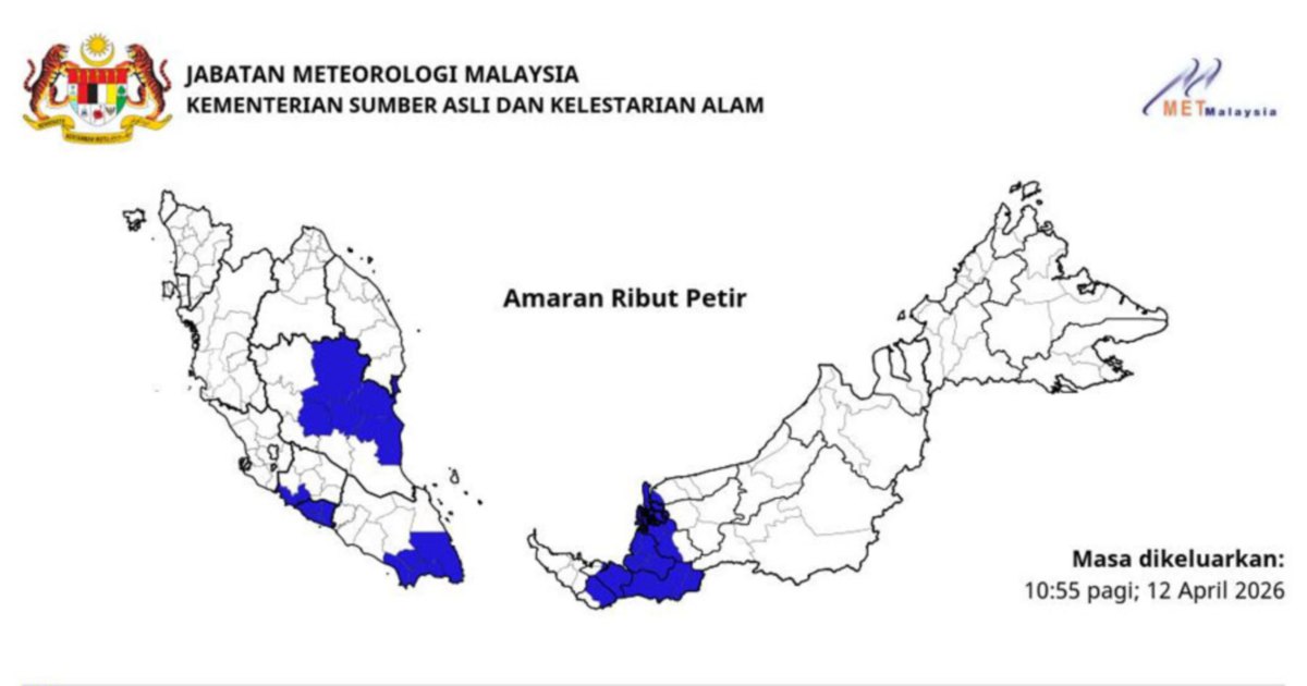 MetMalaysia: Thunderstorms, heavy rain in five states until 1pm
