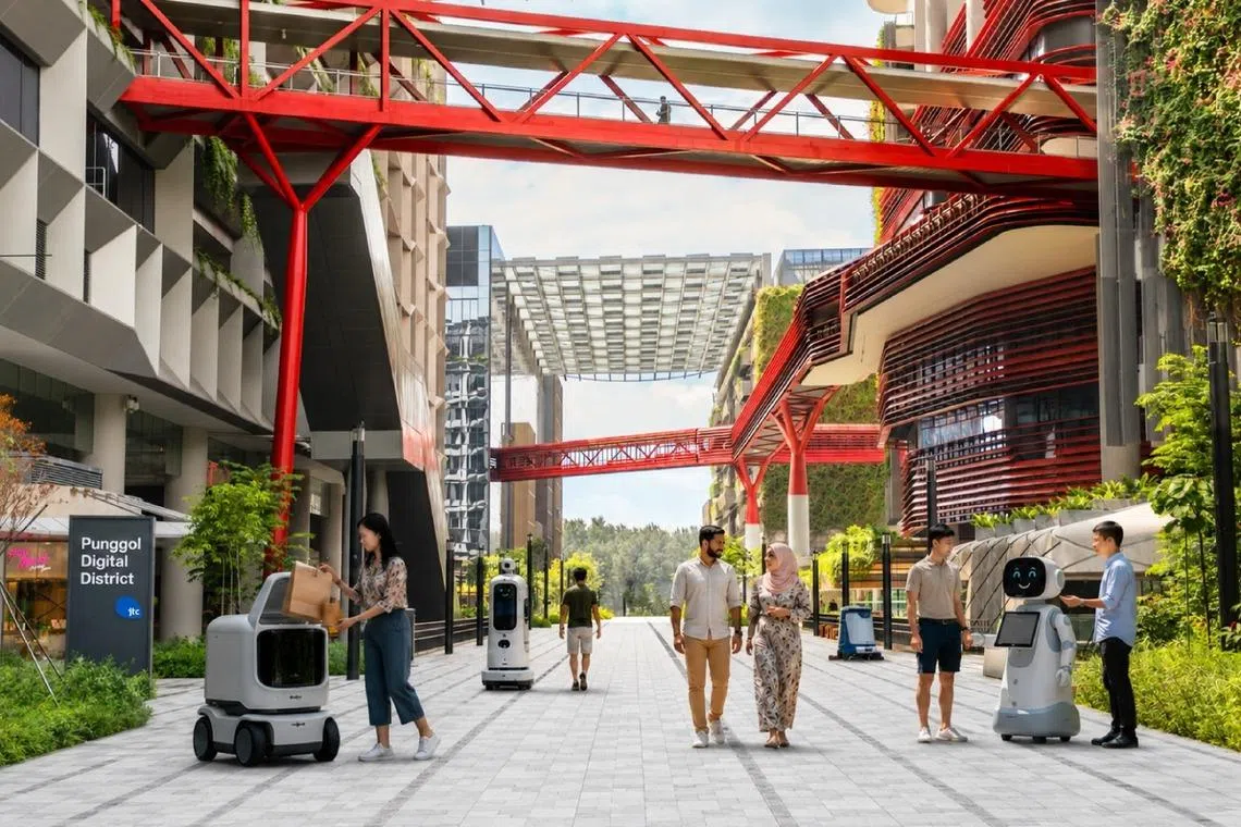 More food delivery, patrol robots to roam Punggol Digital District under renewed AI push