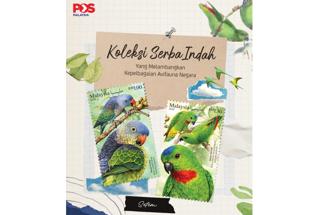 Rainforest parrots swap treetops for letterboxes in Pos Malaysia’s World Parrot Day stamp launch