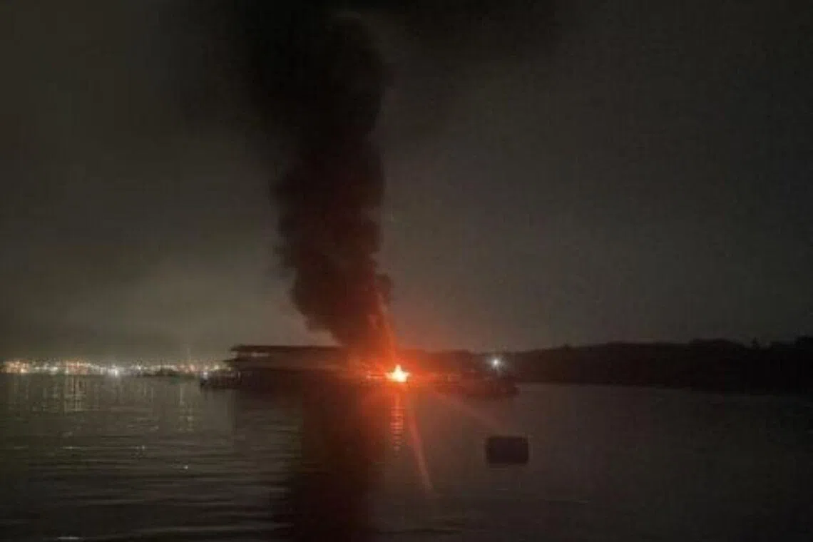 Floating fish farms near Pulau Ubin catch fire after suspected lightning strike