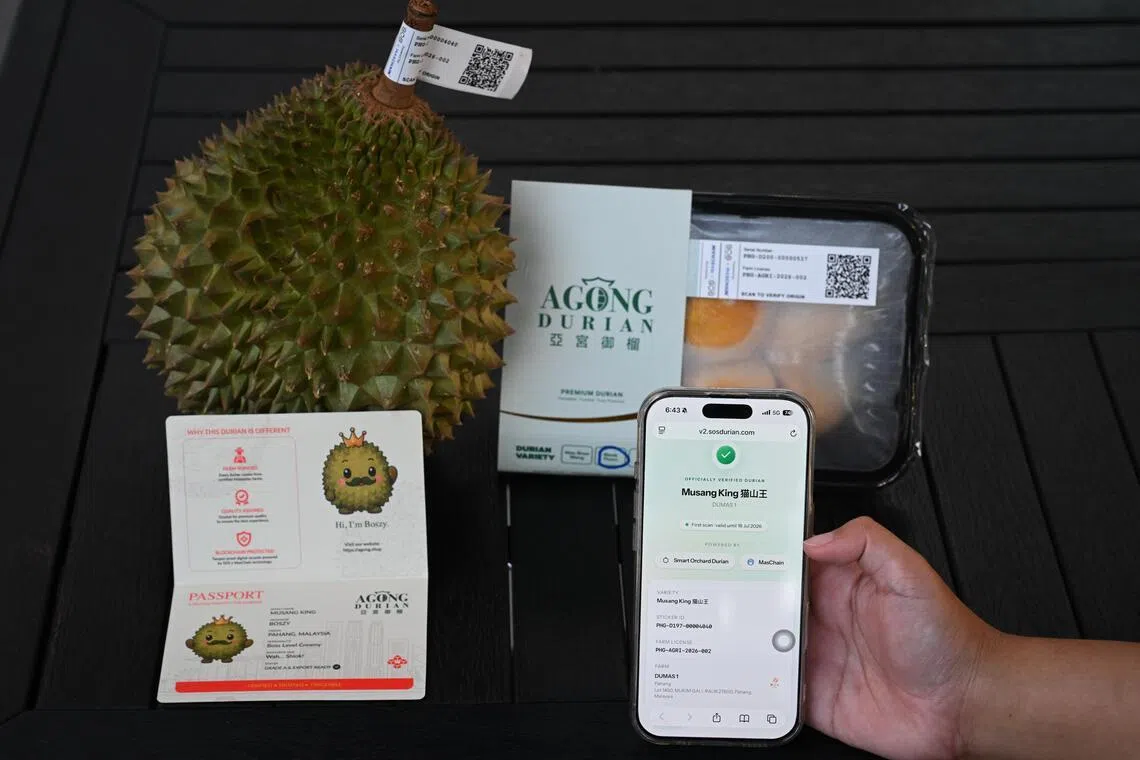 Mao Shan Wang or not? Blockchain-tagging lets S’pore customers check durian origins