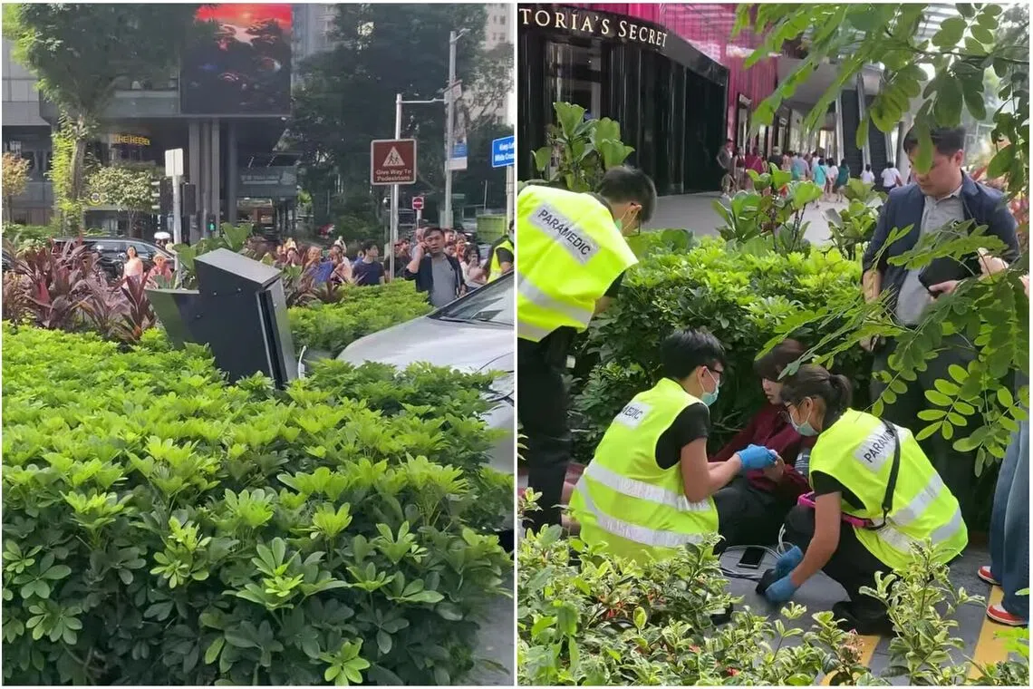 Woman injured after car crashes into Orchard Road walkway