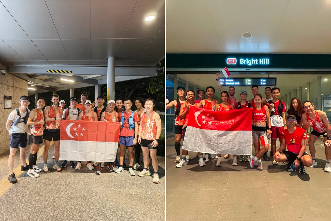 Running group completes 61km run tracing Merlion head to mark SG61