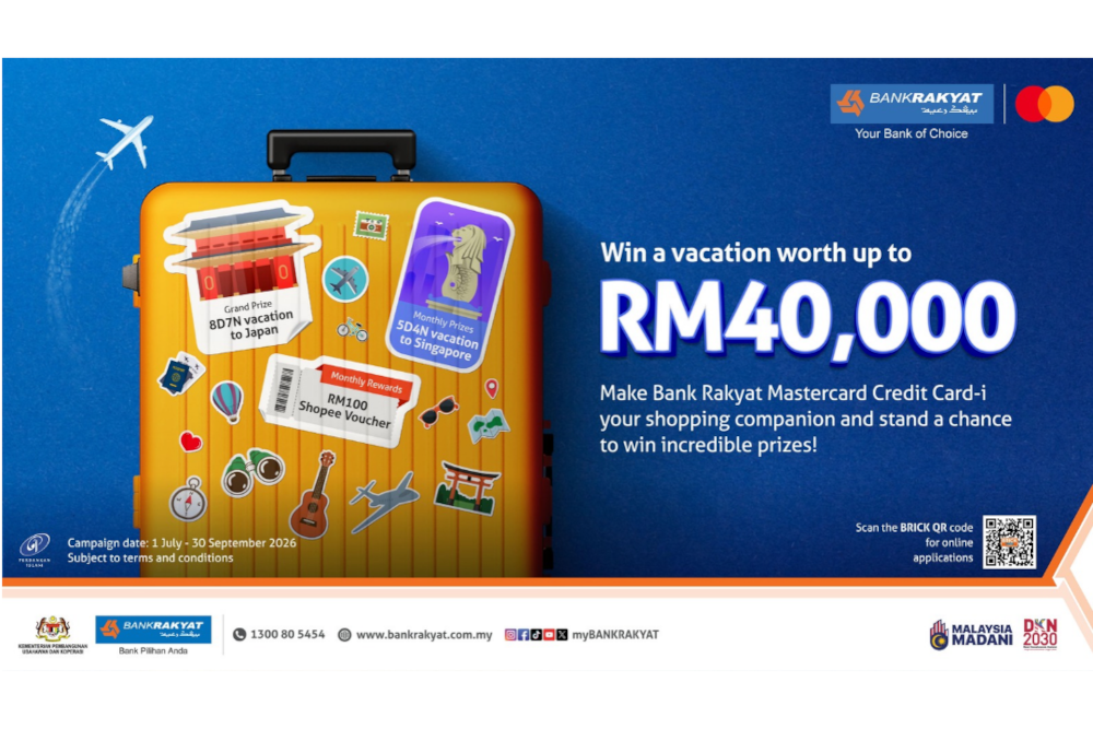 Win a holiday worth RM40,000 with Bank Rakyat’s ‘Mastercard Credit Card Spend Bonanza’ campaign