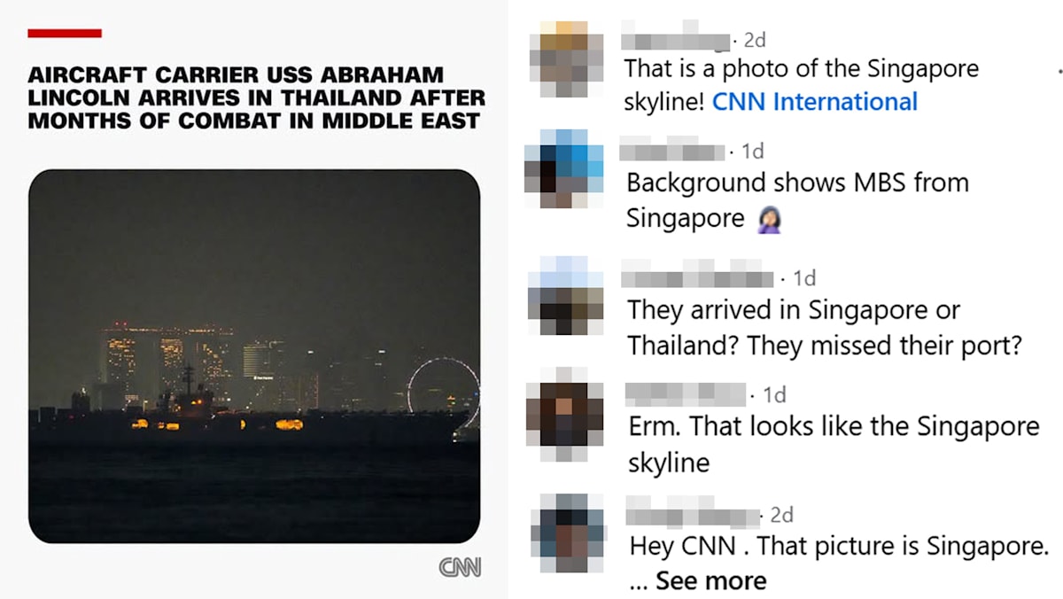 “That’s Singapore!”: Netizens Question CNN’s Pic For Story On US Aircraft Carrier’s Arrival In Thailand